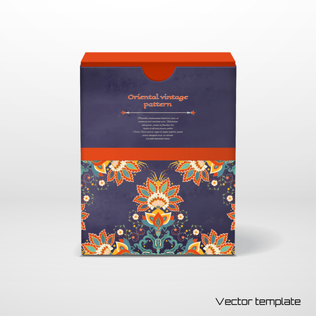 Vector illustration. Box with floral pattern in vintage style.のイラスト素材