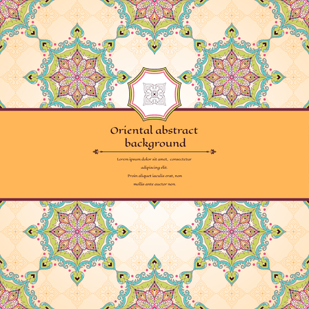 Vector abstract card. Oriental floral pattern. Place for your text.のイラスト素材