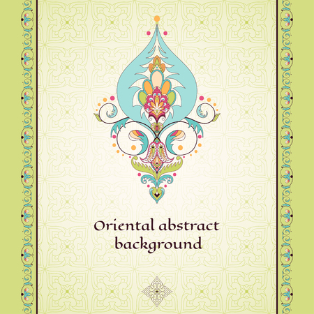 Vector abstract card with oriental floral pattern. Simple delicate ornament. Place for your text.のイラスト素材