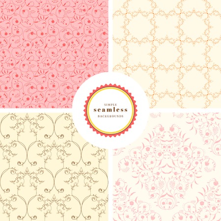 A Vector set of four floral seamless backgrounds.のイラスト素材