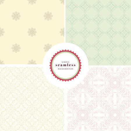 Vector set of four floral simple seamless backgrounds.のイラスト素材
