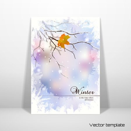 The last bright leaf on the tree. Frozen pattern.のイラスト素材