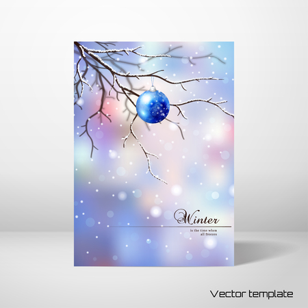 Winter composition with watercolor New Year's watercolor ball.のイラスト素材