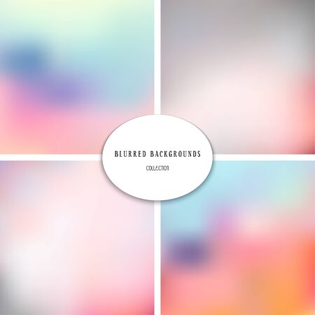 Vector set of abstract four blurred backgrounds. Delicate colorsのイラスト素材