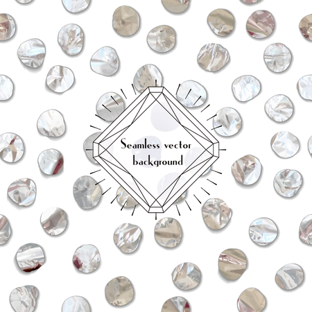 Vector seamless background with foil textured circles. Frame reminds a gemstone faceting.のイラスト素材