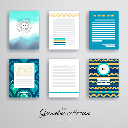 Vector set for branding. Glitter, watercolor and different patterns. Poster templates for business flyers, posters and placards.のイラスト素材