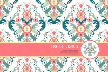 Vector card with Beautiful seamless floral pattern in modern style.のイラスト素材
