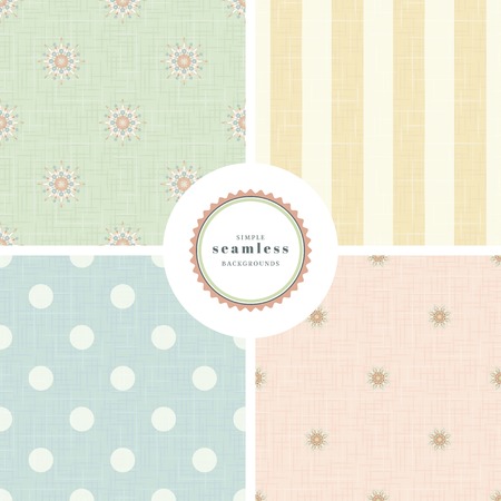 Vector set of four backgrounds with geometrical and flower seamless patternsのイラスト素材
