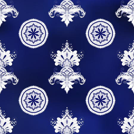 Oriental pattern and round ornament textile design wallpaperのイラスト素材