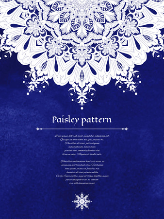Vector card and place for your text. Round floral damask pattern. Hand drawing watercolor background.のイラスト素材
