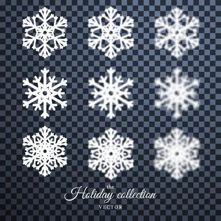 Vector set for design with snowflakes and abstract geometric background. Blurred elements. Christmas and New Year theme.のイラスト素材