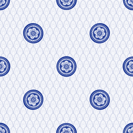 Seamless vector background with floral round pattern in vintage style. Delicate ethnic backdrop.のイラスト素材