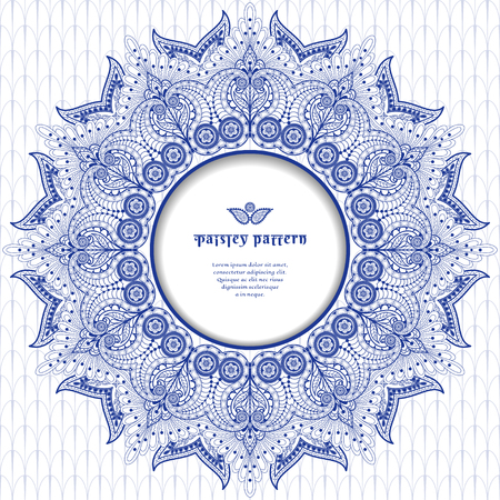 Vector round frame with damask floral ornament.のイラスト素材