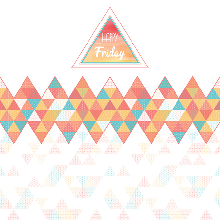 Vector background with border. Delicate backdrop with triangles and grid. Inscription "Happy friday".のイラスト素材