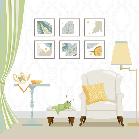 Background with living room and objects.のイラスト素材