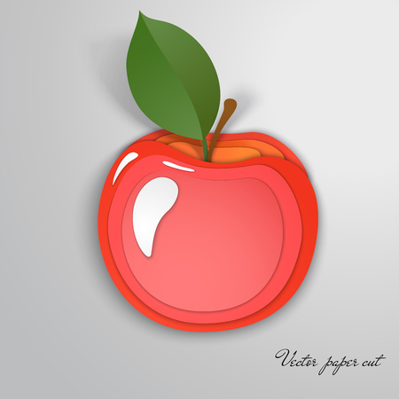 Vector paper cut design in the form of red apple.のイラスト素材