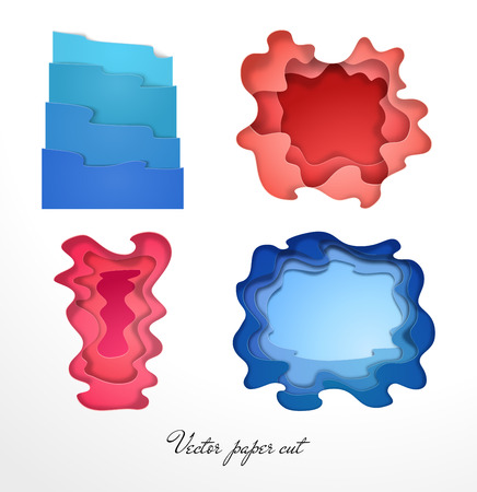 Vector set of multilayer deckle-edged paper cut patterns.のイラスト素材