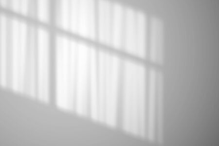 The shadow of the transparent curtains on a white wall. Mockup for designのイラスト素材