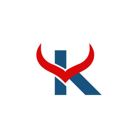 Letter K Creative Head Buffalo Bull Elegant Logo Symbol Design Illustration Vector for Companyのイラスト素材
