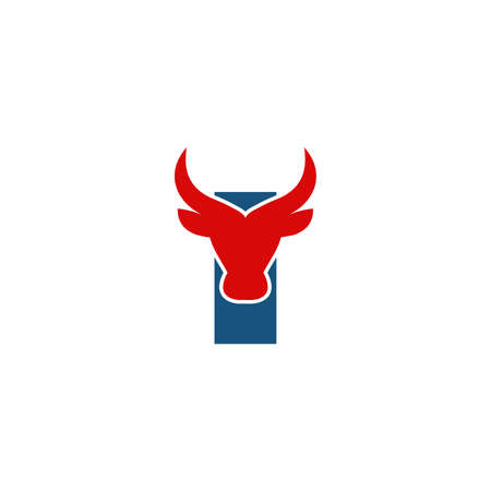 Letter I Creative Head Buffalo Bull Elegant Logo Symbol Design Illustration Vector for Companyのイラスト素材