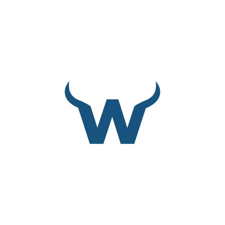 Letter W Creative Head Buffalo Bull Elegant Logo Symbol Design Illustration Vector for Companyのイラスト素材