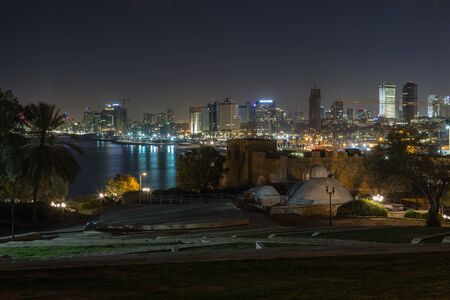 	Tel aviv at night panoramic viewのeditorial素材