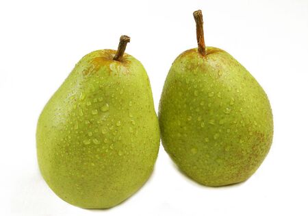 Two pears isolated over whiteの写真素材