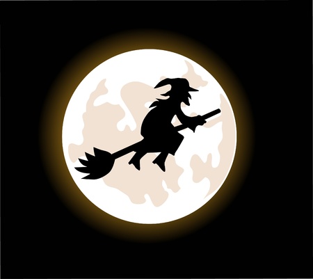A cartoon witch flying on a broomstickのイラスト素材