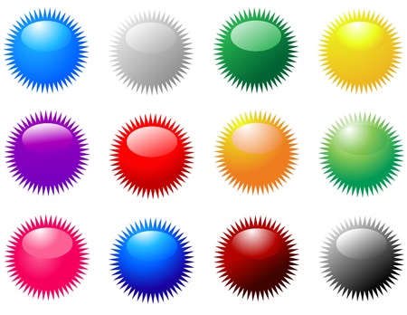 colored round sticker iconsのイラスト素材