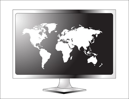 Plasma LCD TV with world mapのイラスト素材