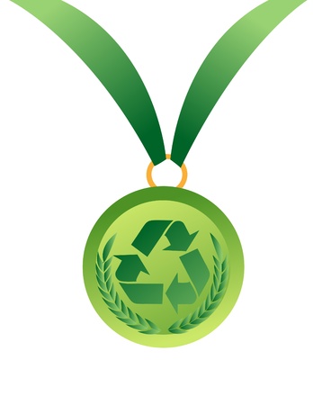 medal vector illustration with recycle signのイラスト素材