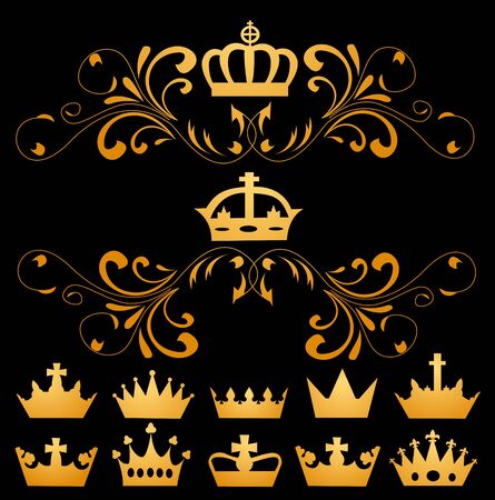 illustration of different crowns のイラスト素材