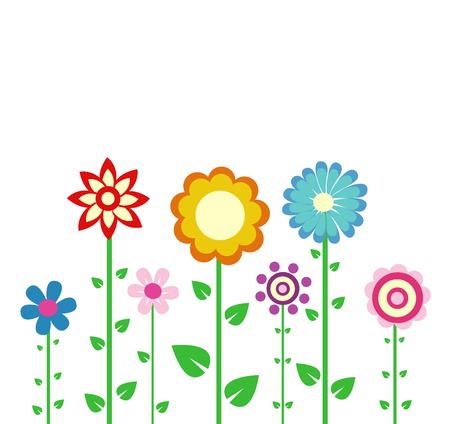 colorful spring flowers vector illustrationのイラスト素材