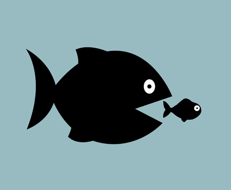 big fish eat little fish illustrationのイラスト素材