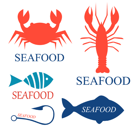 Set of seafood icon templatesのイラスト素材