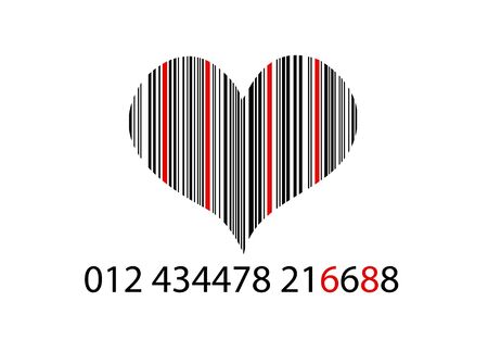 Bar-code on white with heartのイラスト素材