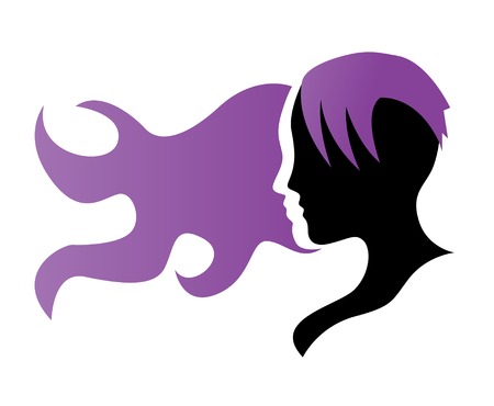 silhouette of a girl in profile with long hairのイラスト素材