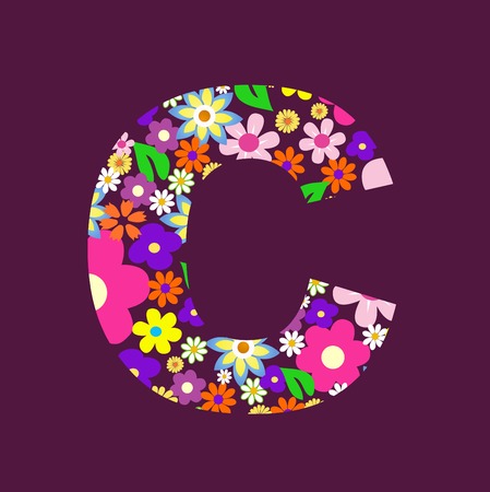 Letter of beautiful flowers Cのイラスト素材