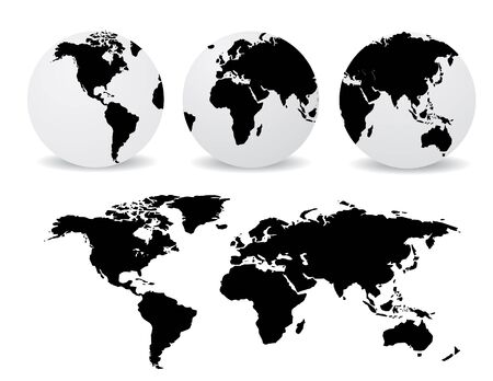 Abstract globes with abstract world mapのイラスト素材