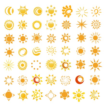 Set of glossy sun images vector illustrationのイラスト素材