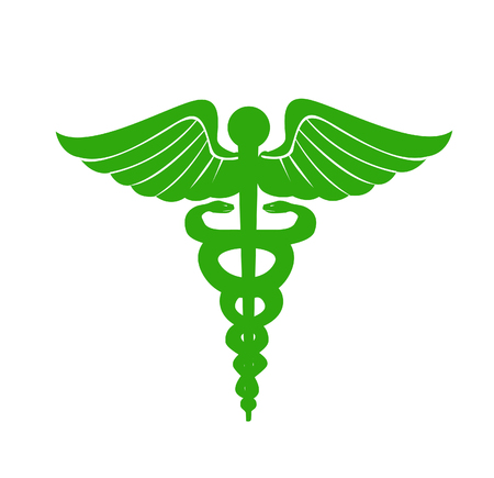 Modern depiction of the caduceus, vector silhouetteのイラスト素材