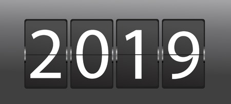 Mechanical timetable. Happy New Year 2019 greeting cardのイラスト素材