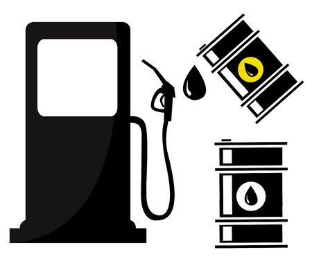 Gas Station sign with oil barrelsのイラスト素材