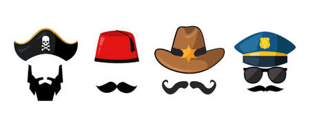 Various hats illustration iconsのイラスト素材