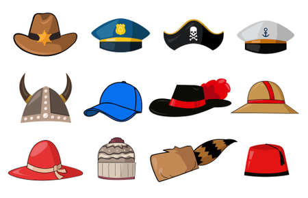 Various hats illustration iconsのイラスト素材