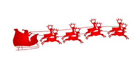 Illustration of Flying Santa and Christmas Reindeerのイラスト素材