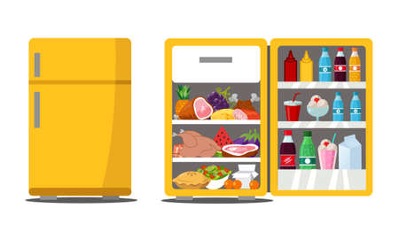 Refrigerator full of tasty foodのイラスト素材