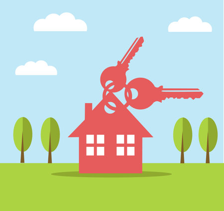 keys and house icons vector illustrationのイラスト素材