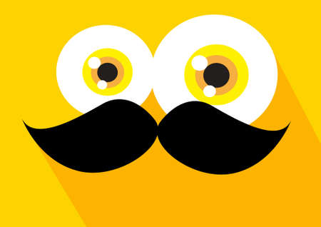 cartoon eyes icon vector with mustache