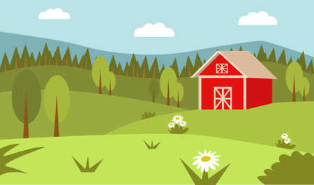 retro style home with forestのイラスト素材